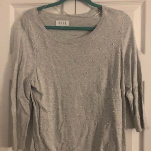 Gray Quarter Length Sleeves Sweater